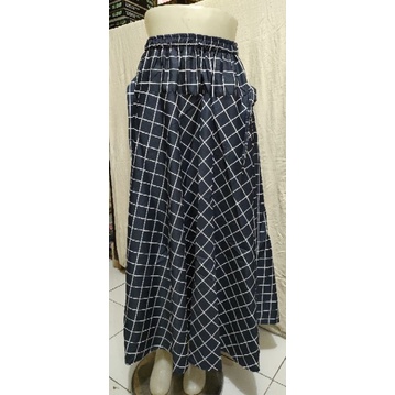 Rok panjang motif kotak dewasa model payung-7