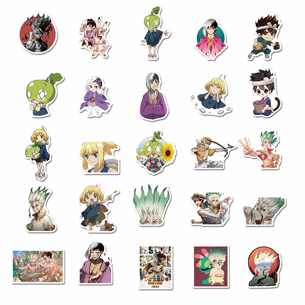 50 Pcs Stiker Motif Kartun Anime Dr. Stone War Tahan Air Untuk Dekorasi Notebook