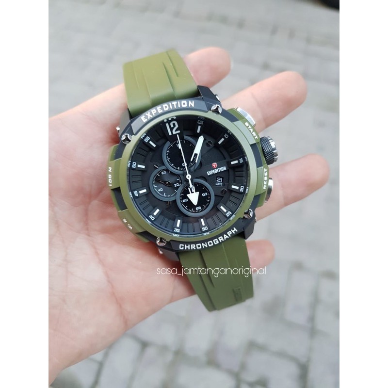 Jam Tangan Expedition E 6781 Original Hijau Army Pria