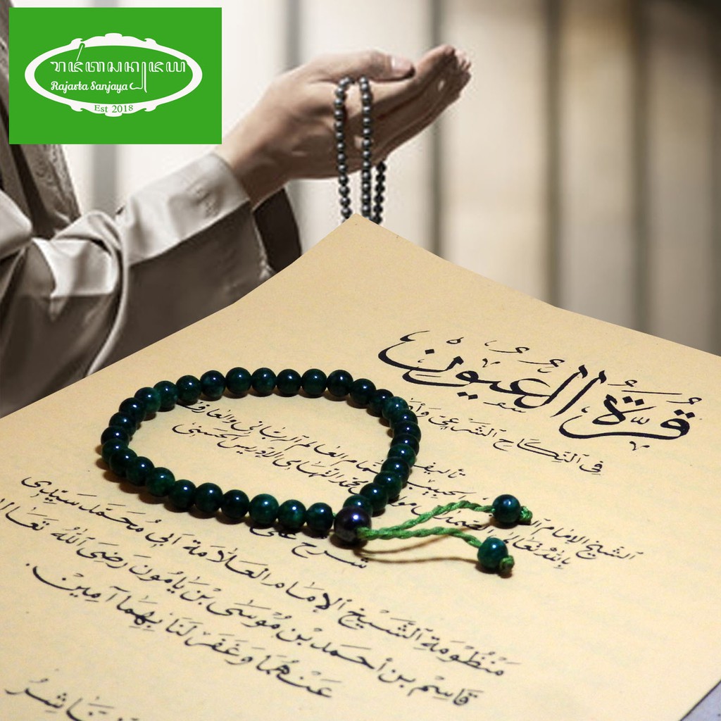 Tasbih Muslim Batu Kristal Hijau Green Quartz 33 Butir 6Mm