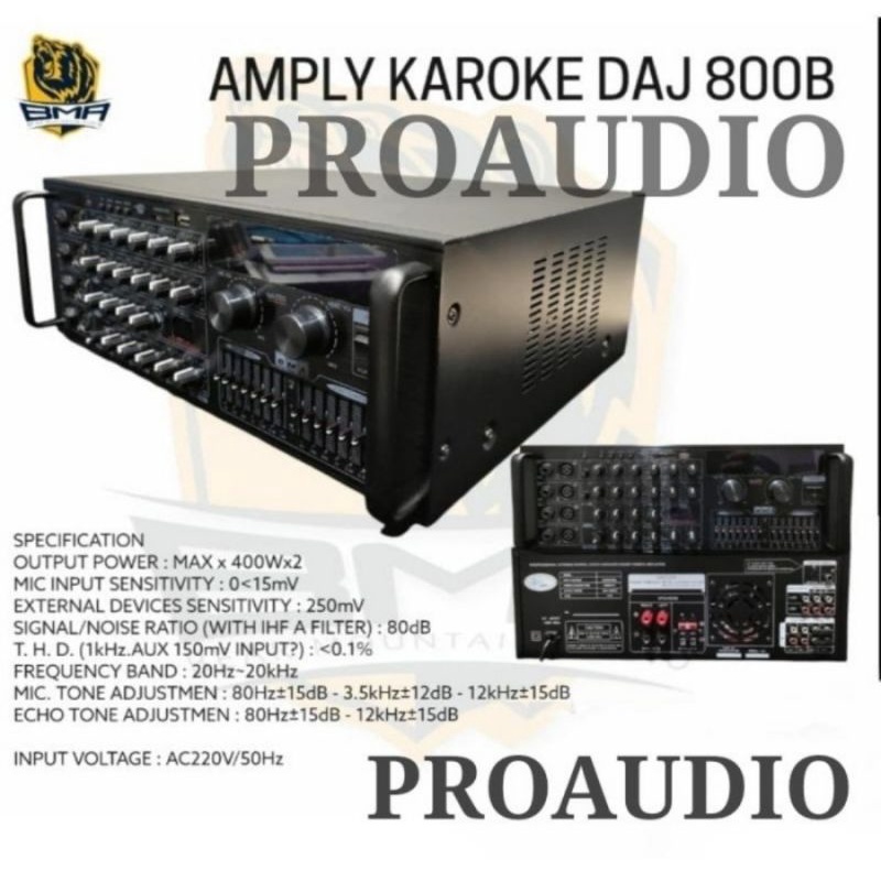 Power Amplifier Karaoke BMA DAJ 800B USB Bluetooth Equalizer 400W ORIGINAL