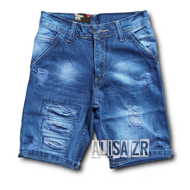 COD CELANA JEANS PENDEK PRIA MOTIF SOBEK ROBEK RIPPED TERBARU DAN TERLARIS