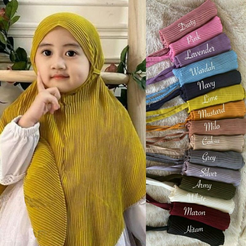 Bergo Maryam Plisket Anak/Bergo Full Plisket Anak COD