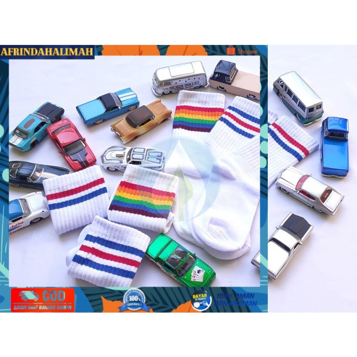 

[TERBARU] Kaos Kaki Fashion Motif Anak Old School Stripes Rainbow 1 set isi 3