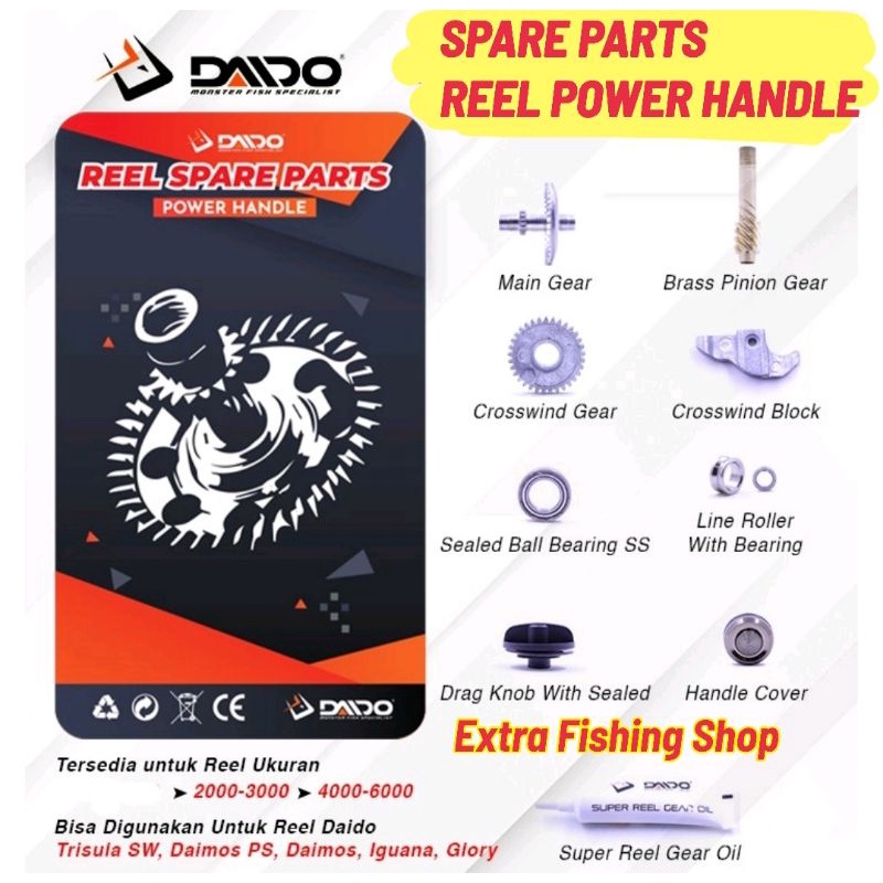 Spare Part Reel Daido Tipe Power Handle || Ready Aneka Ukuran || sparepart komplit