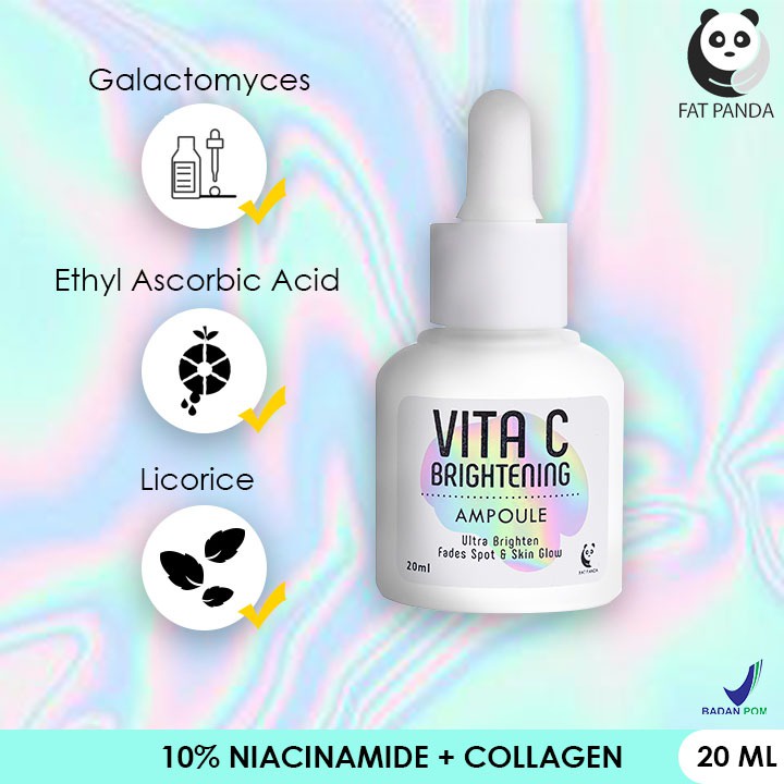 Fat Panda Vita C Brightening Ampoule 20ml | Serum Vitamin C | Menyamarkan Flek Hitam &amp; Bekas Jerawat