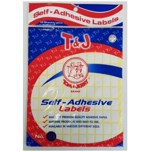Sticker/Label Tom &amp; Jerry No. 111 T&amp;J Putih Polos