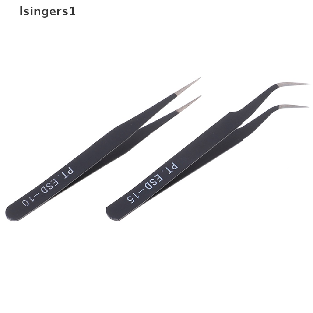 (lsingers1) 1pc Pinset Ujung Lurus / Lengkung Bahan Stainless Steel