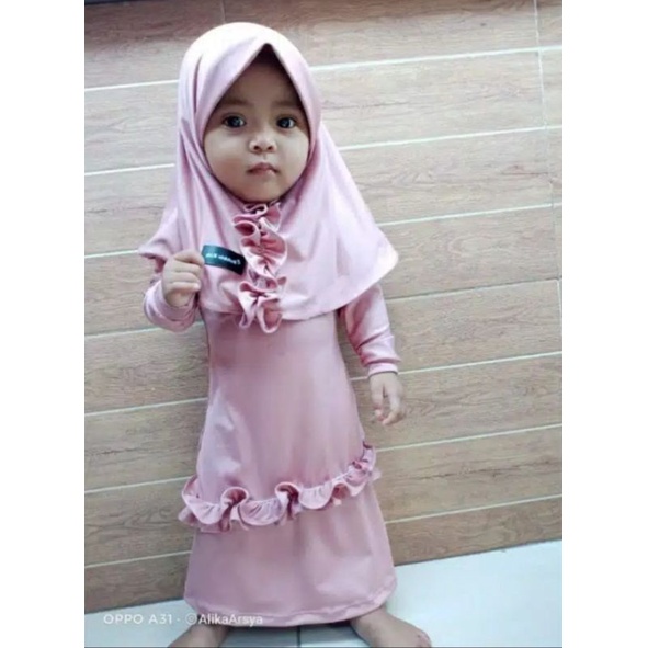 Gamis bayi perempuan syar'i kriwil 0 6 bulan - 6 12 bulan