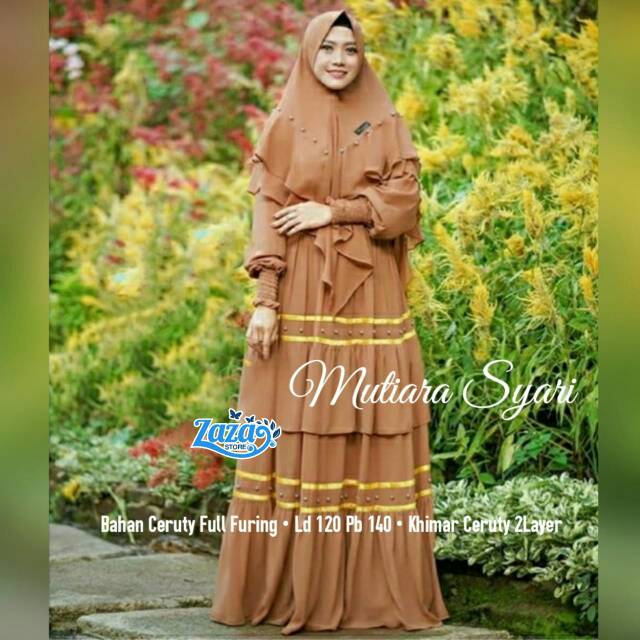 Gaun pesta syari gaun pesta muslim gamis syari mutiara gamis syari polos Mutiara Syari by Zaza