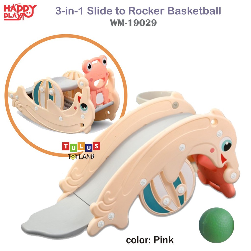 Perosotan Kuda kudaan Happy Play 3 in 1 Slide Rocker Basketball 3in1 Jungkat Jungkit Rocking Horse