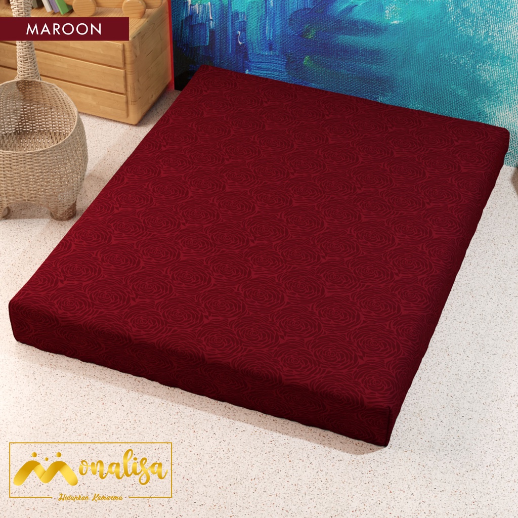 Monalisa Emboss Sarung Kasur Uk 160/180 Tinggi 15/20 - Maroon