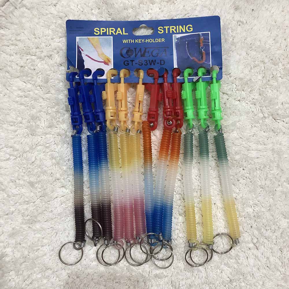 Gantungan kunci tali spiral karet per elastis kecil keychain murah berguna (String with Key Holder)