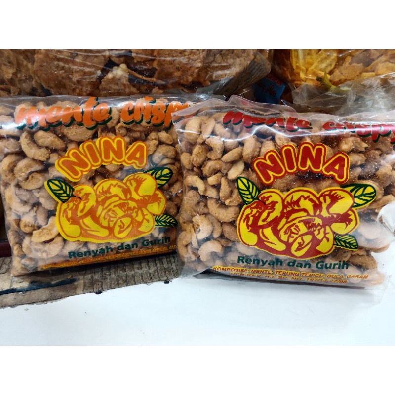 

snack camilan kiloan mente/mede crispy pedas dan manis/250 gr mente tepung/mente empuk enak/kacang mente