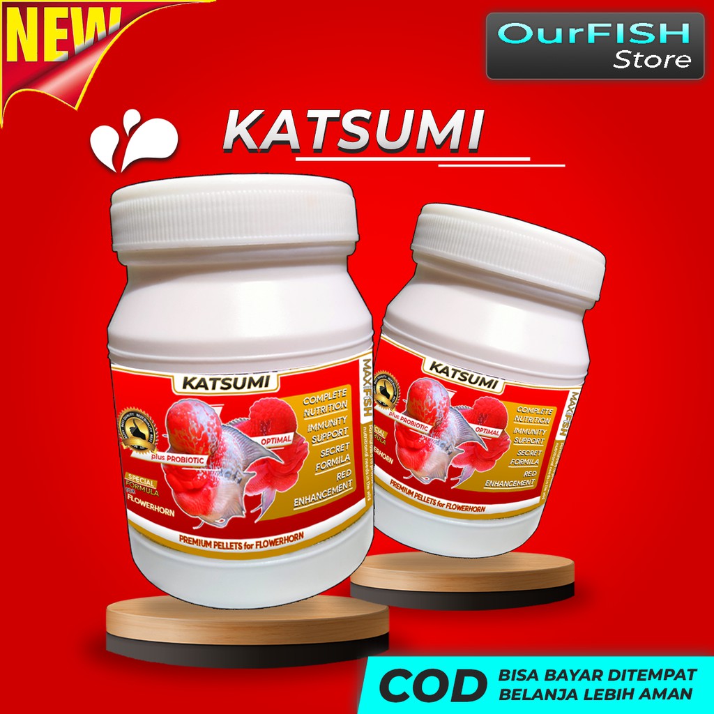 KATSUMI Pelet Louhan Jenong dan Warna with Carophyll Spirulina Probiotic Pelet Ikan Hias Red Devil