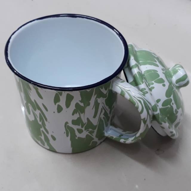 Terbaru!! Gelas Mug Cangkir 9cm Enamel Seng Kaleng Blirik Blurik Jadul