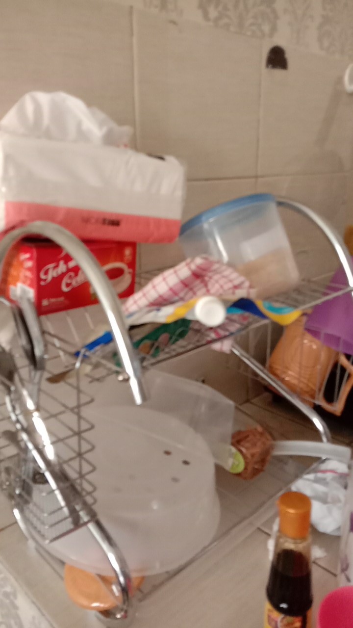 Rak Piring Stainless Minimalis 2 Susun Tingkat Peralatan Dapur Bahan Kuat