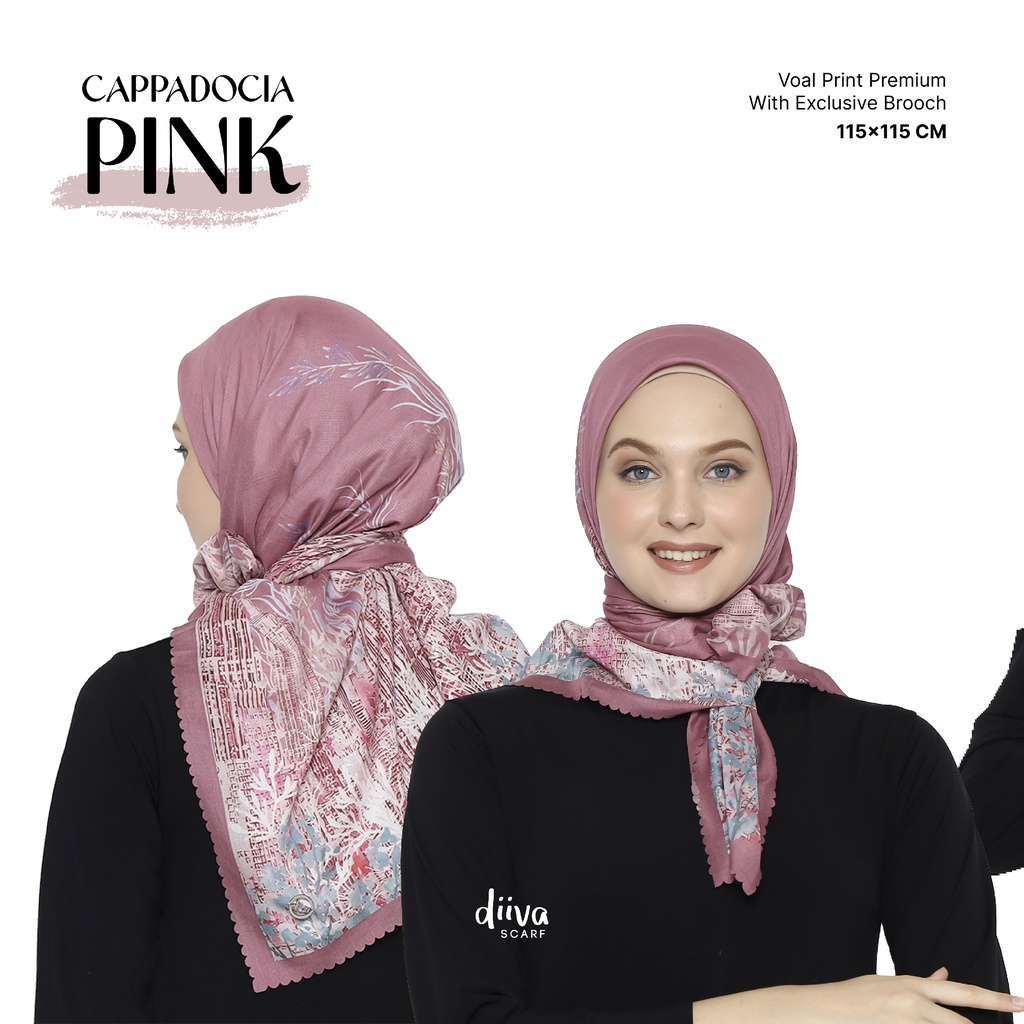 CAPPADOCIA SERIES - PINK Diiva Scarf Voal Motif Print Premium Jilbab Hijab Kerudung Segiempat
