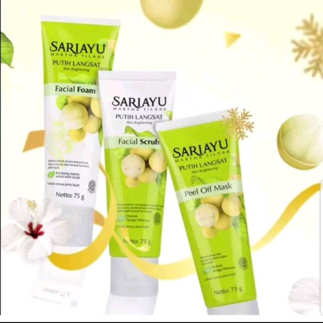 SARIAYU PAKET HEMAT FACIAL FOAM . FACIAL SCRUB . PEEL OFF MASK PUTIH LANGSAT