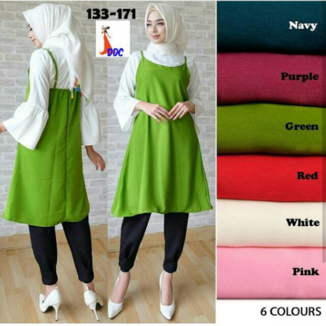 domdom Bayar COD D133 171 Overall Tunik inner misah bahan peach sofie bahan lembut dan adem belakang