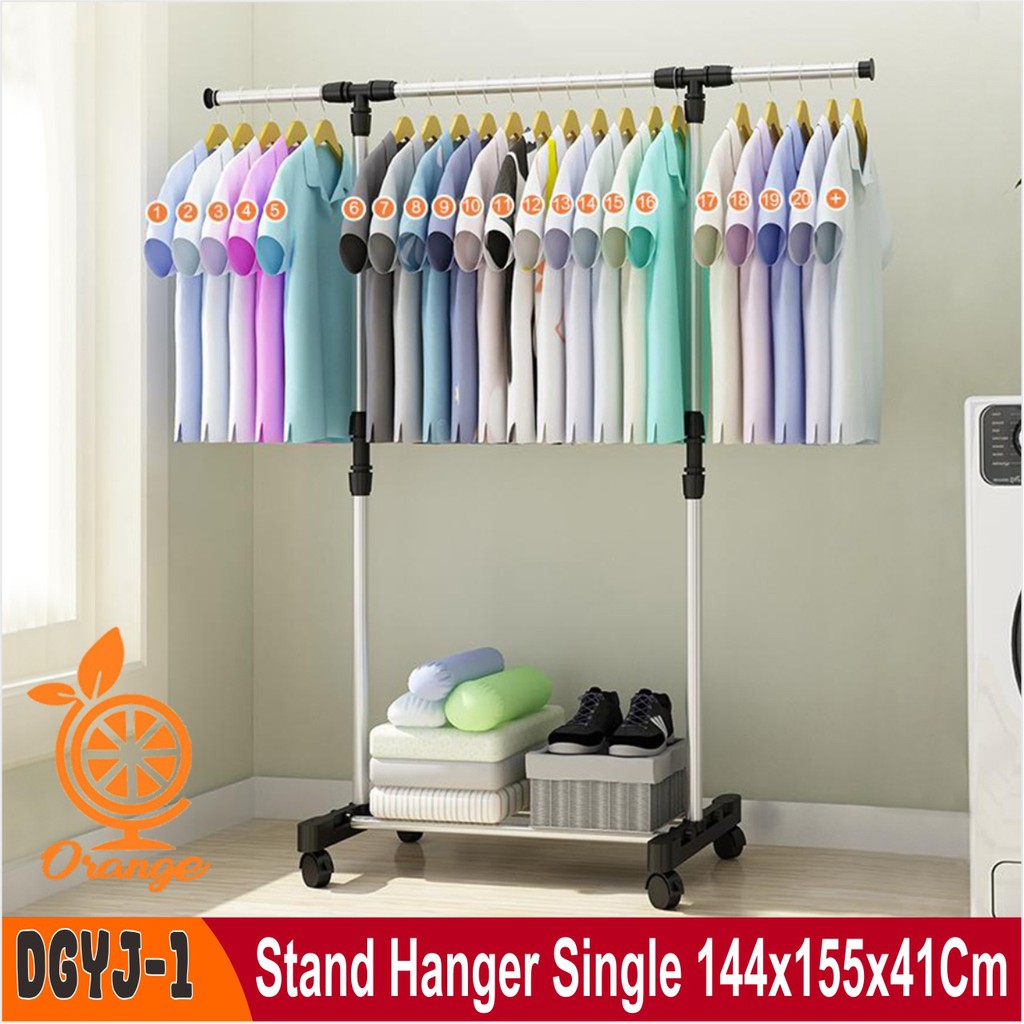 stand hanger single rak baju stainless dekorasi rumah tangga gantungan baju dengan roda kreasirumah8