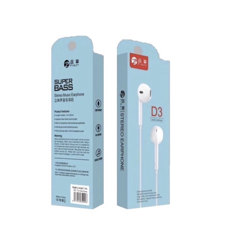 Headset PINZY D3- Earphone PINZY D3 Series with microphone 3.5 Jack