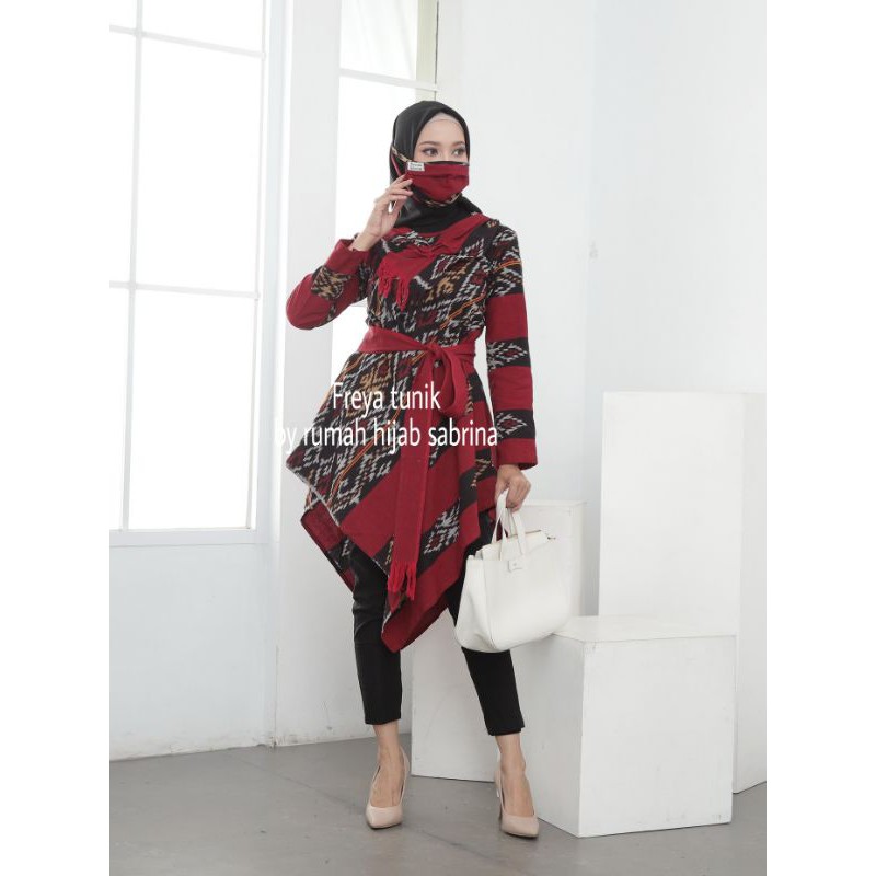 SABRINA TENUN - FREYA TUNIK TENUN ( WARNA LIGHT MAROON )