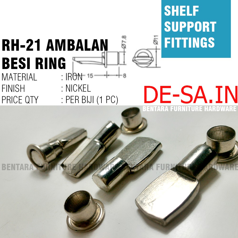 Harfit Huben RH-21 Ambalan Besi Ring + Laki ( u/ Rak Kayu) - Shelf Support Fitting