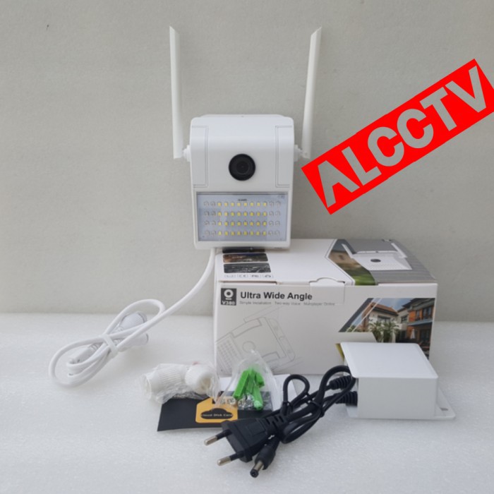 Kamera CCTV IP 8MP nirkabel Rumah Luar tahan air lampu taman cahaya ganda kamera PUTIH