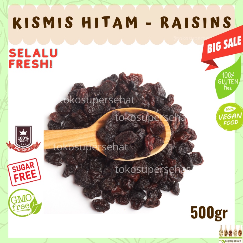 

KISMIS HITAM 500gr / DARK RAISIN 500gr Tanpa Gula - Raisins Seedless