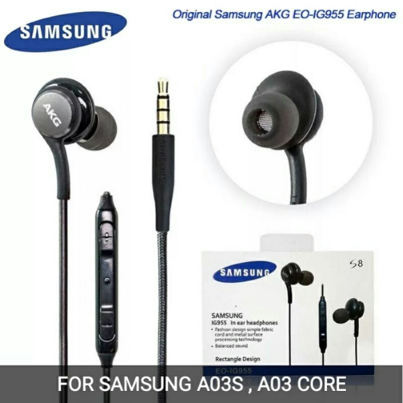 HEADSET EARPHONE SAMSUNG A03 CORE  A03S  A02S AKG S10 STEREO BASS