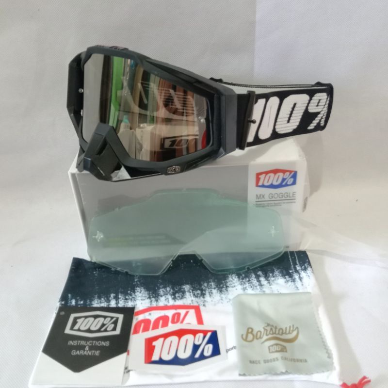 Goggle Cross 100% Race Craft Original_Kacamata Cross 100% Original Black Silver
