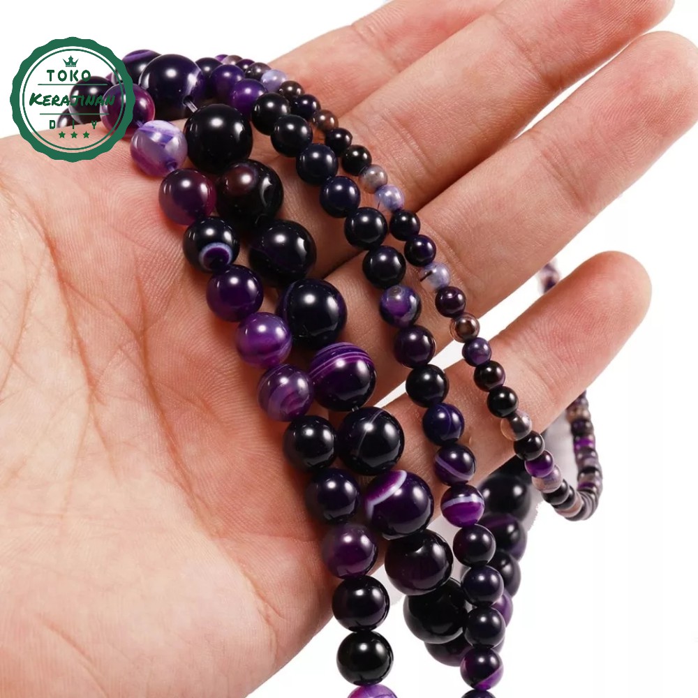 Bahan Gelang Batu Agate Ungu Stripe Amethyst Bahan Kerajinan DIY