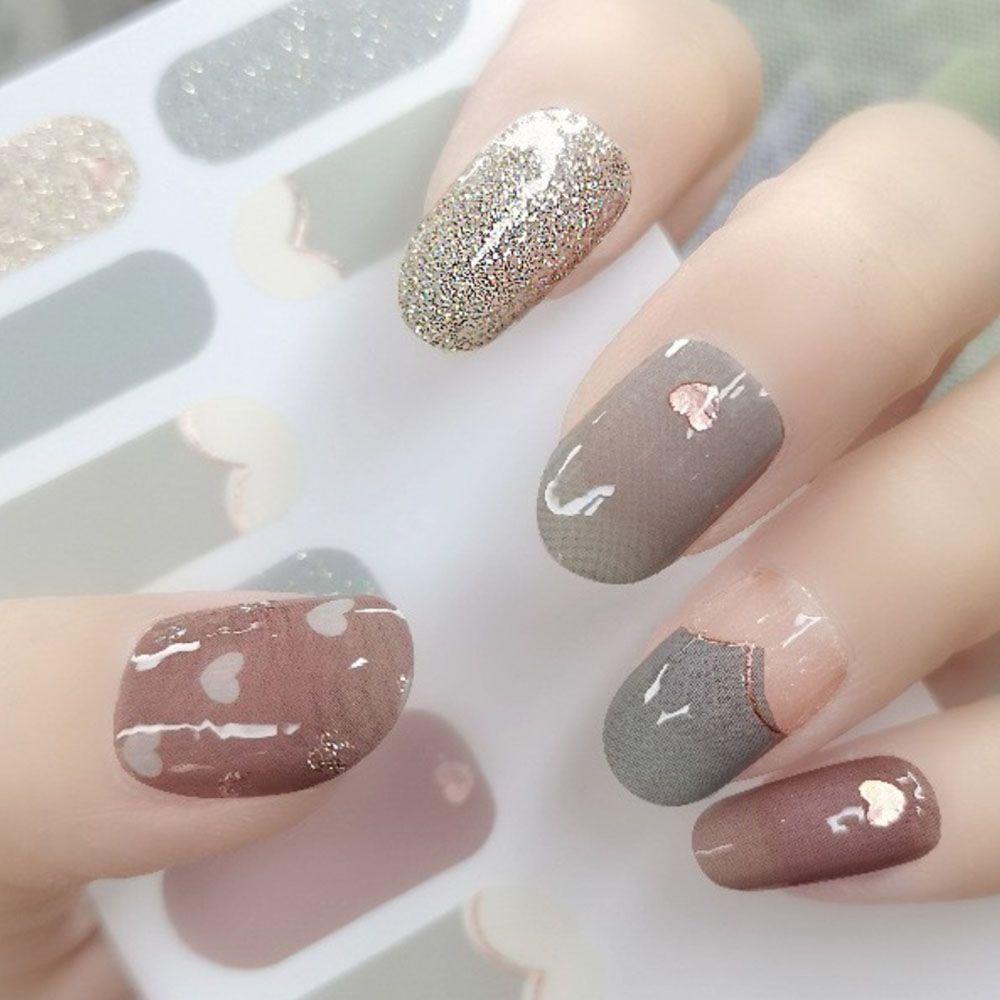 Mxbeauty Self-Adhesive Stiker Kuku Wanita Sederhana Bronzing Salon Kuku Nail Art Sliders DIY Nail Decals