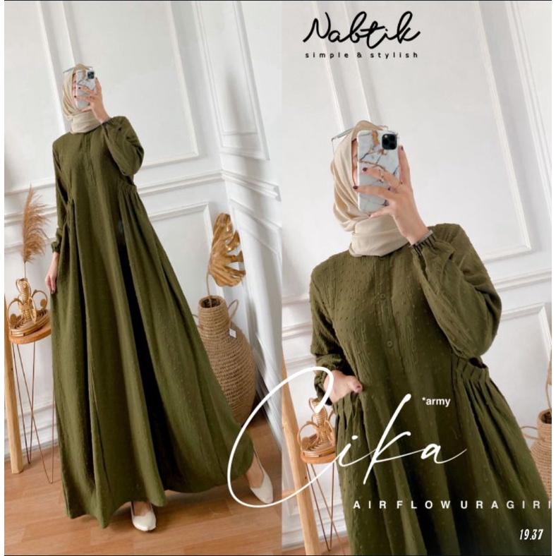 RESTOK GAMIS CIKA MUSLIMAH CIKA AIRFLOW URAGIRI MAXY ORI BY NABTIK