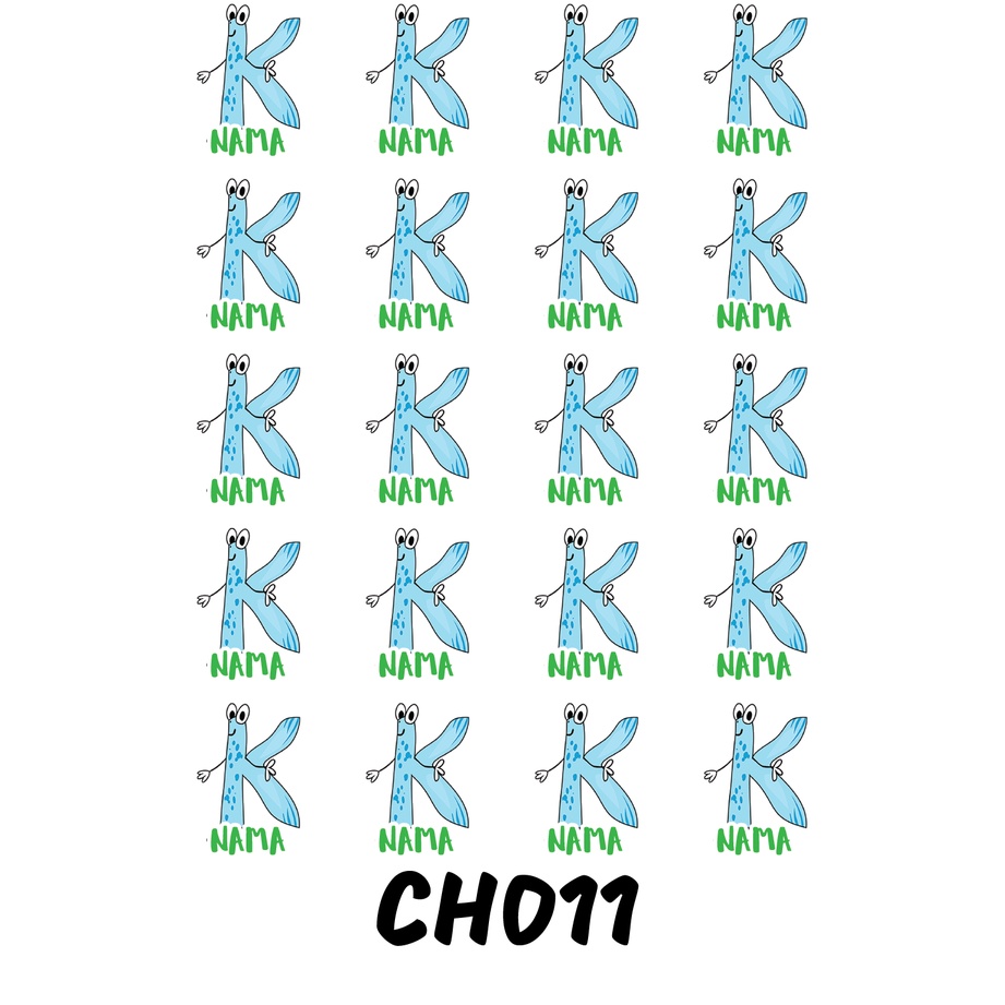 

Sticker Nama Cutting Label Waterproof Tahan Air Huruf 11 (CH011)