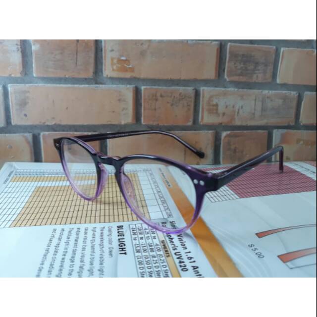 Kacamata wanita frame two tone ungu paket promo gratis lensa