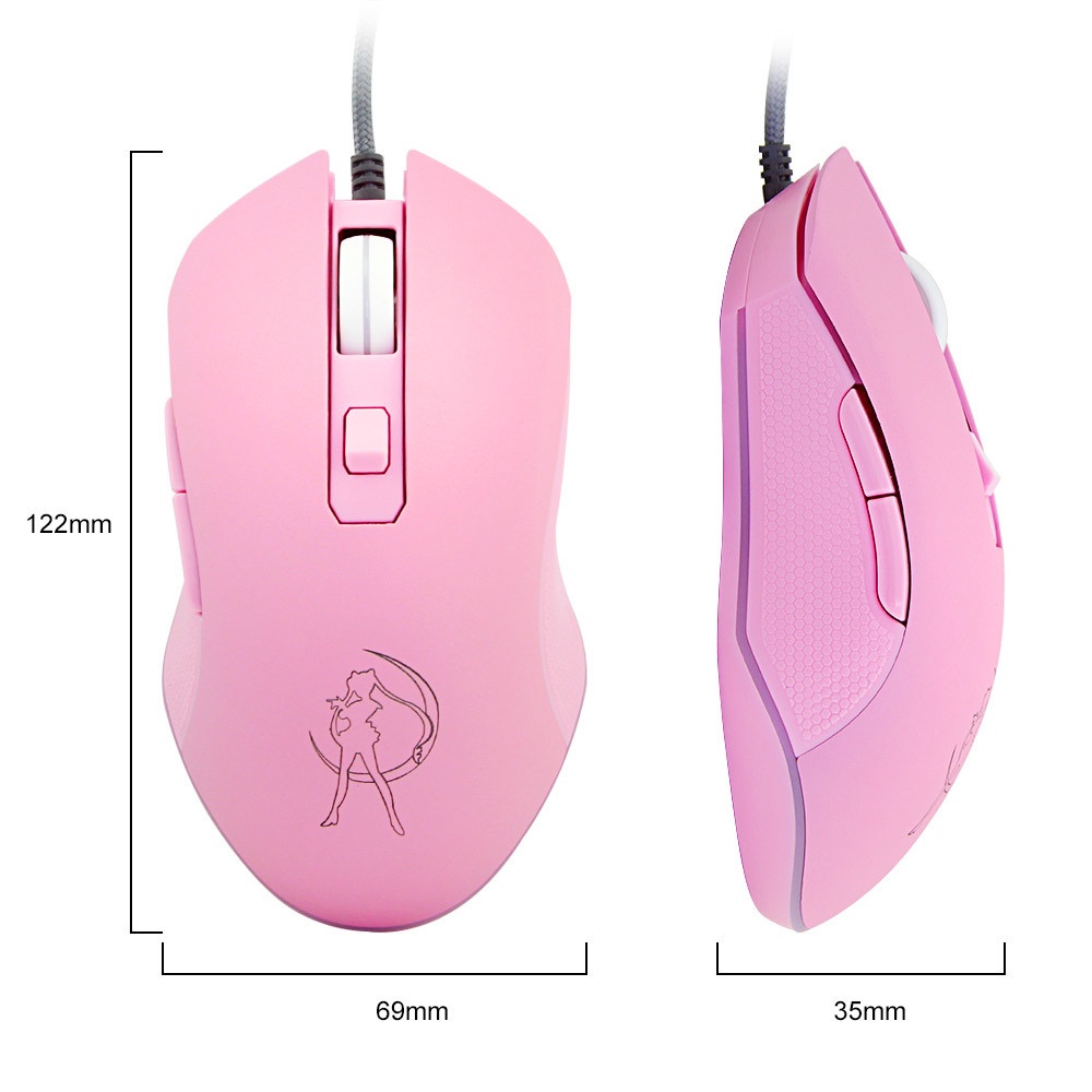 Mouse Gaming Optical 3200dpi Wireless Rechargeable Desain Sailor Moon Warna-Warni Untuk Wanita