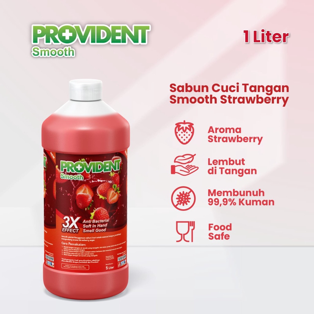 [COD] Provident Sabun Cuci Tangan Lemon Smooth Lembut Halus di Tangan dengan Anti Bacterial Ampuh Membunuh Kuman - 1 Liter Lemon &amp; Strawberry