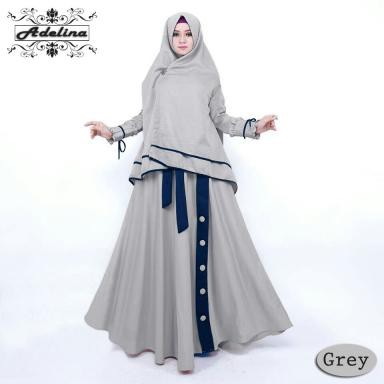 ADELINA SYARI (EP) BAJU MAXI DRESS MUSLIM LENGAN PANJANG GAMIS WANITA DEWASA KEKINIAN GROSIR MODERN