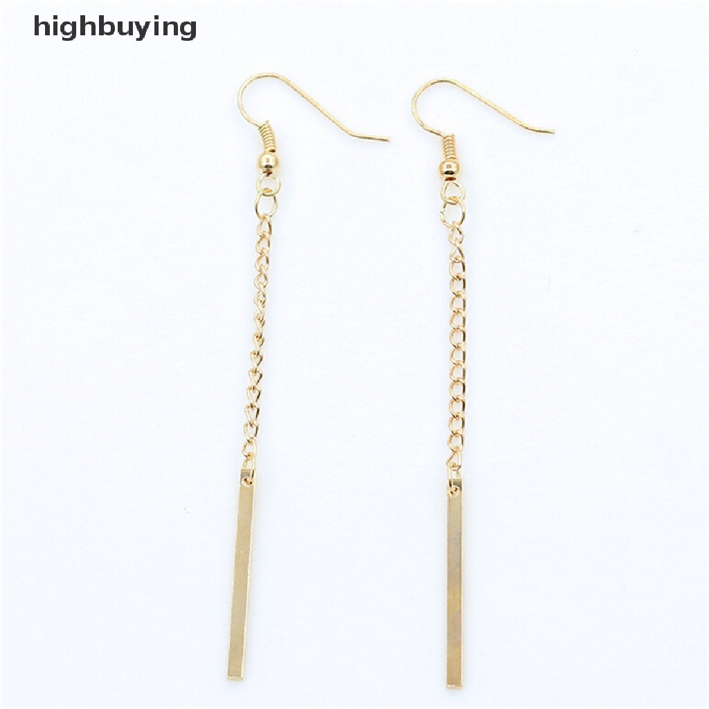 Hbid Anting Tusuk Gantung Panjang Wanita Bahan Alloy Desain Batang Panjang Gaya Simple Untuk Hadiah