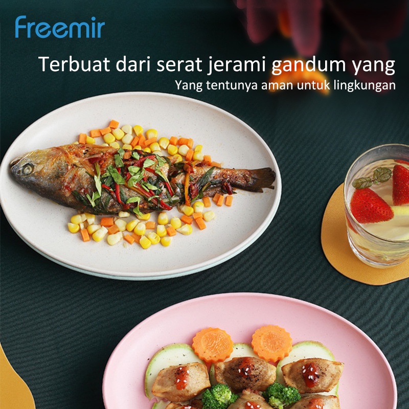 Freemir Set 4 pcs Piring Telur 26cm Piring Makan Oval Wheat Straw BPA Free Mix Warna Set 4 Pcs Free-3