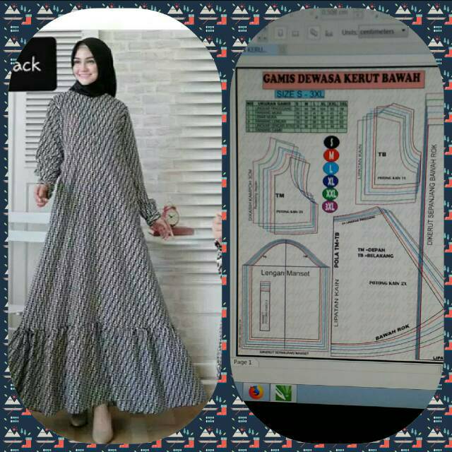 Gambar Pola  Baju  Gamis Syari Voal Motif