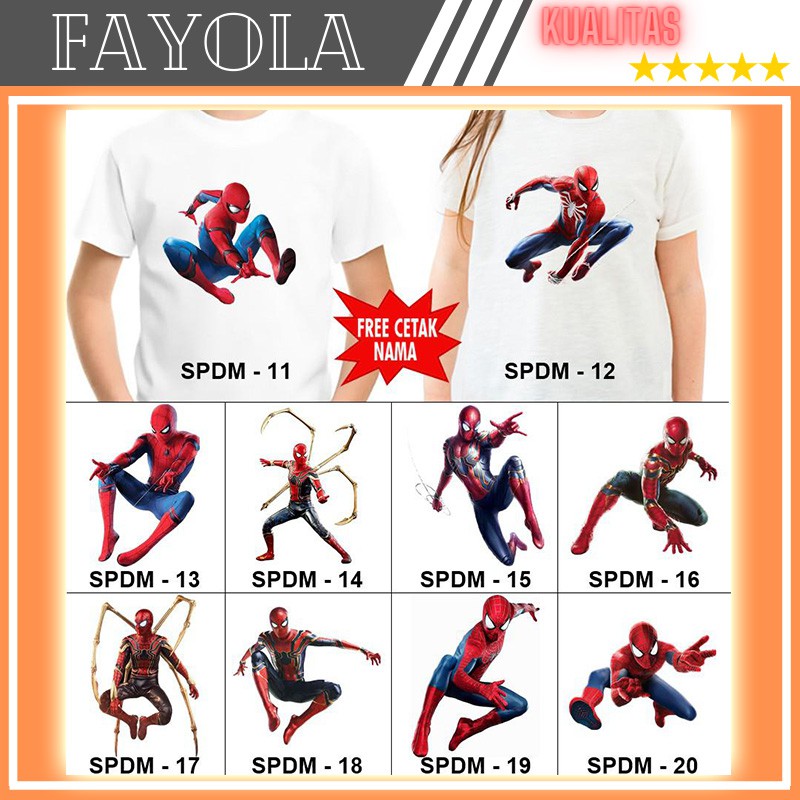 Baju Spiderman Avengers Anak dan Dewasa Kaos Couple Kakak Adik Motif Spiderman