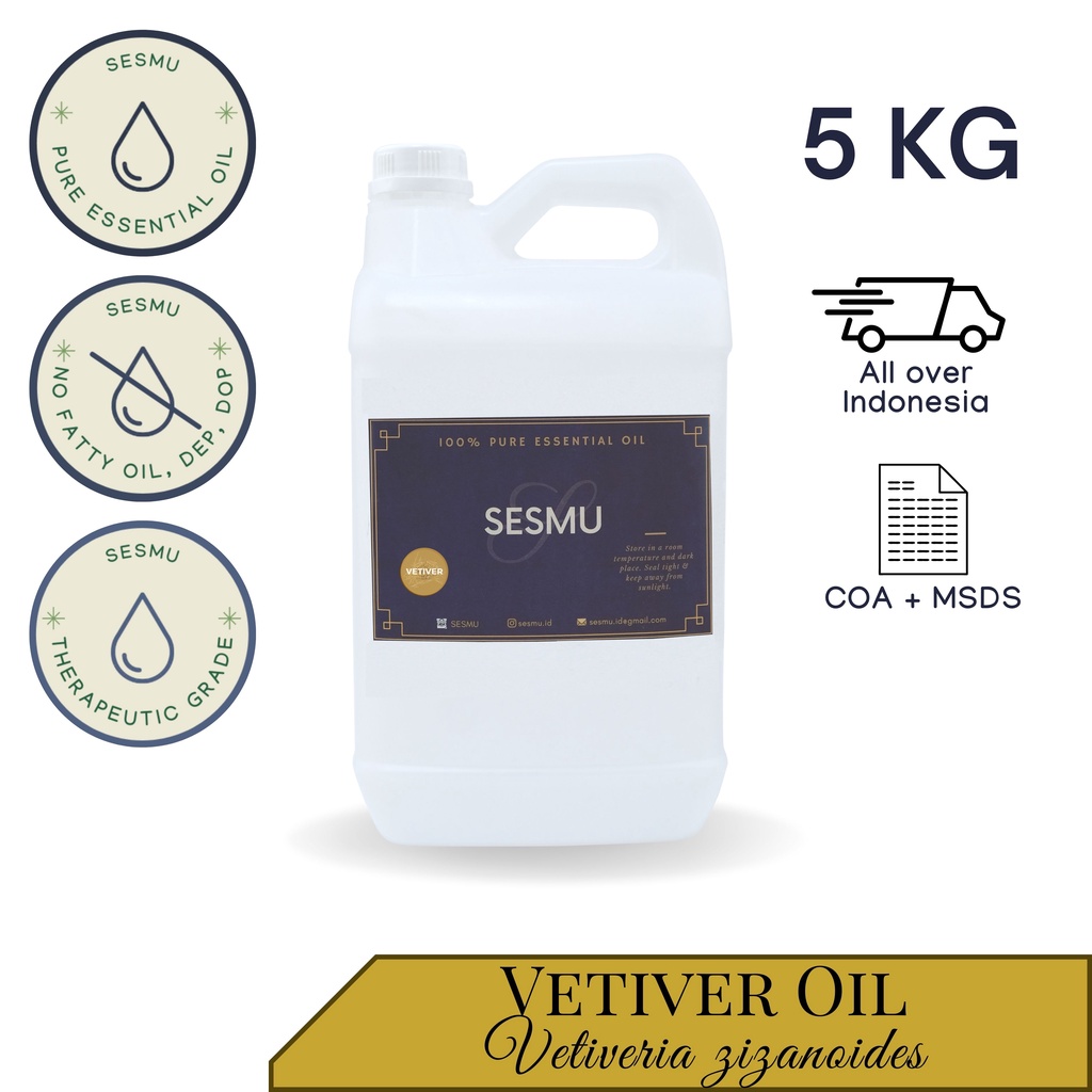 5 KG / 5 L / 5000 ML VETIVER (AKAR WANGI) 100% PURE ESSENTIAL OIL / MINYAK ATSIRI