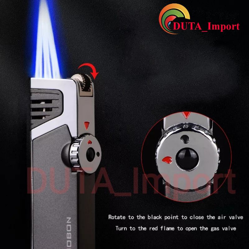 Korek api Bara JOBON 3 jet Flame Lighter Gas Isi Ulang Punch Hole