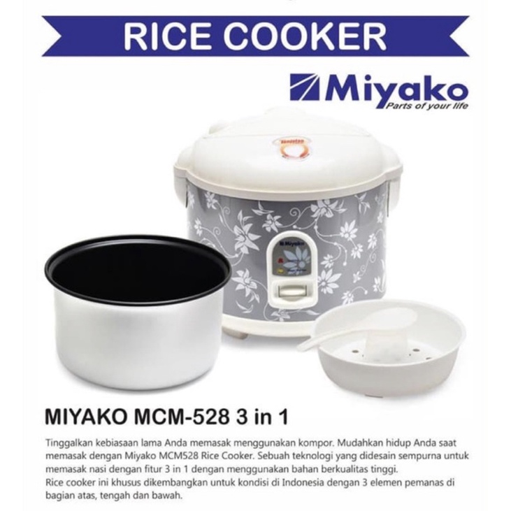 [ Miyako ] Rice Cooker / Magic Com Miyako MCM 528 - Kapasitas 1.8 ltr TANPA KUKUSAN!!