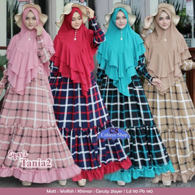 tania syari / GAMIS WOLFIS motif khimar ceruty /gamis motif lotak