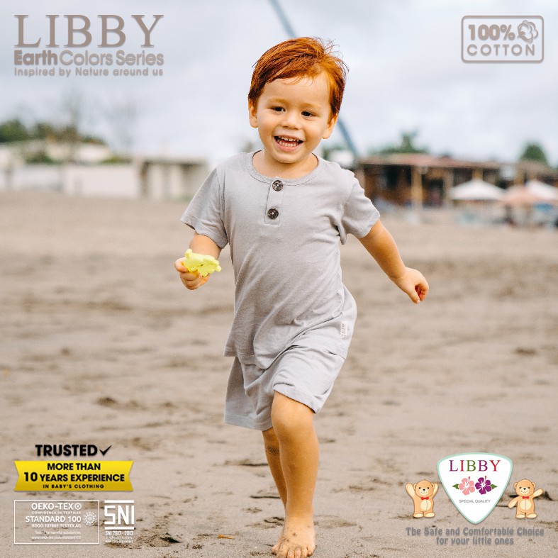 LIBBY EARTH COLORS SERIES - Setelan Oblong Pendek Celana Pendek (1 Setel/pack) | 6 Bulan - 6 Tahun