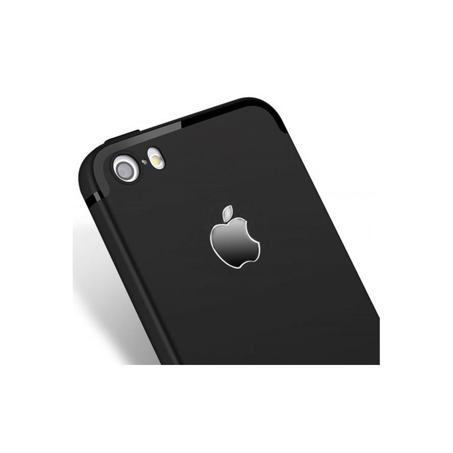 Case Iphone 5/5S/Se Slim Silicone Apple Logo Casing Black Premium